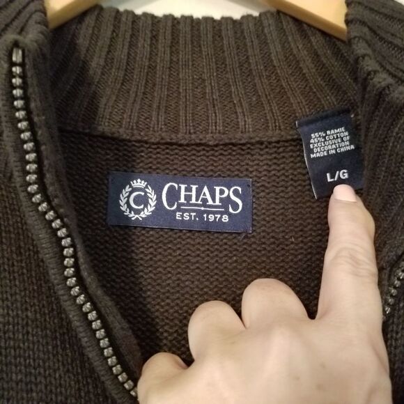 NWOT Chaps Fair Isle Sweater 1/4 Zip L - Picture 3 of 10